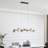 Lucande LED hanging light Pallo, 7-bulb, black/gold, glass