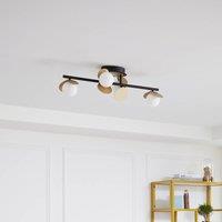 Lucande LED ceiling lamp Pallo, 4-bulb, black/gold, glass