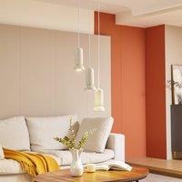 Lindby pendant light Kerimi, ceramic, cream, 3-bulb, round