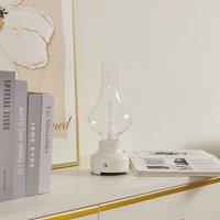 Lindby LED rechargeable table lamp Maxentius, cream, glass, dimmable