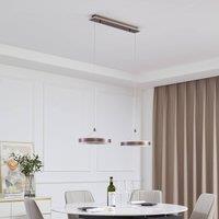 Lucande LED pendant light Kolo, 2-bulb, brown, iron, dimmable