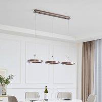 Lucande LED hanging light Kolo, 114 cm, 3-bulb, brown, dimmable