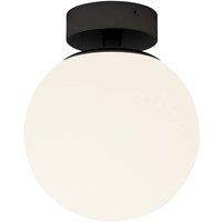 Lucande Bidolo ceiling lamp, black, glass, 15 cm, IP44