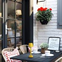 Lindby LED rechargeable lamp Gaja, yellow, USB, IP44, RGBW, dimmable