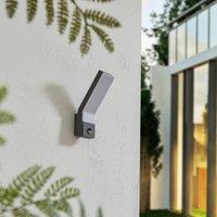 Lindby LED outdoor wall light Korvik, 26 cm, anthracite, sensor
