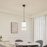 Lucande LED pendant light Lucya, 2-bulb, glass, white, 43 cm