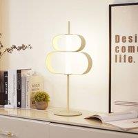 Lucande Audrina LED table lamp, beige, metal, dimmable