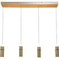 Lucande LED pendant light Nojus, 4-bulb, wood, up/down, 95 cm
