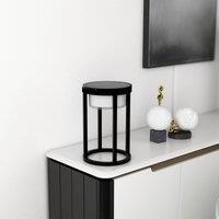 Lucande LED solar table lamp Tilena, round, black, dimmable