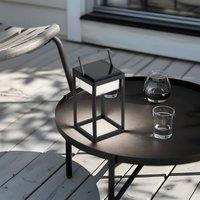 Lucande LED solar table lamp Tilena, angular, black, dimmable