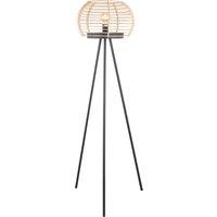 Lindby Ediz floor lamp, black, wood, 159 cm high, E27