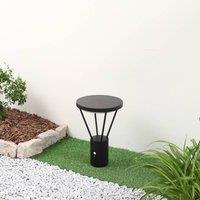 Lucande LED solar pillar lamp Elario, 44 cm, black, sensor
