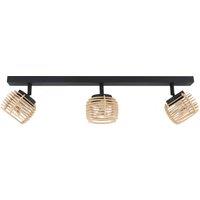 Lindby Ediz ceiling light, 3-bulb, GU10, wood, 73 cm long