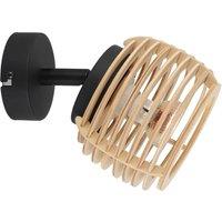 Lindby Ediz wall light, GU10, black, wood, 12.7 cm