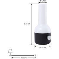 Lindby LED rechargeable outdoor table lamp Isaline, black, dimmable