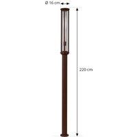 Lucande outdoor light Alivaro, rust-coloured, 220 cm, E27, IP65