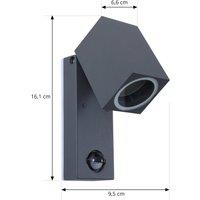 Lindby Othil sensor wall light, anthracite, metal, IP44