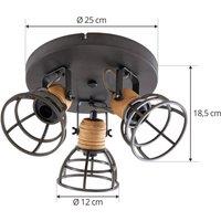 Lindby Arinthea downlight, 3-bulb, black, steel, E14