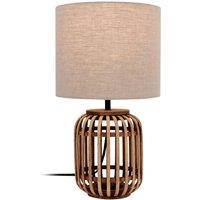 Lindby table lamp Marzanna, grey, bamboo, 42.5 cm, E27