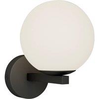 Lucande wall light Bidolo, black, glass, 12 cm, IP44