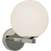 Lucande wall light Bidolo, chrome-coloured, glass, 12 cm, IP44