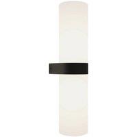 Lucande Basolo bathroom wall light, black, height 31.5 cm, glass