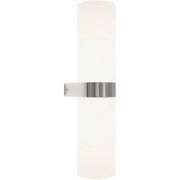 Lucande Basolo bathroom wall lamp, chrome, height 31.5cm, glass, IP44