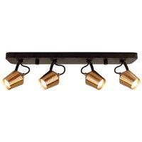 Lindby downlight Sylveria, 4-bulb, black/gold, iron