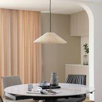 Lindby pendant light Zyralia, wood-coloured, rattan, 50 cm
