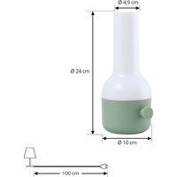 Lindby LED rechargeable outdoor table lamp Isaline, green, dimmable