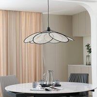 Lindby pendant light Astraia, natural/black, linen, 80 cm