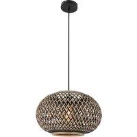 Lindby pendant light Nerys, 1-bulb, black, bamboo, 38 cm
