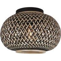 Lindby ceiling light Nerys, black, bamboo, 38 cm