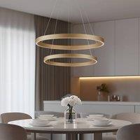 Lucande Smart LED pendant light Yonam, gold, 2-bulb, Tuya