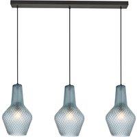 Lindby pendant light Drakar, 3-bulb, light blue, glass, 25 cm