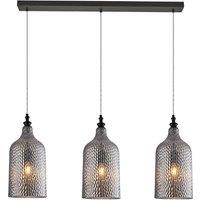 Lindby pendant light Drakar, 3-bulb, grey, glass, 19.5 cm