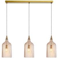 Lindby pendant light Drakar, 3-bulb, amber, glass, 19.5 cm