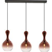 Lucande pendant light Lyrisa, 3-bulb, copper-coloured, glass, 22cm