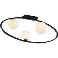 Lucande ceiling light Kulka, 3-bulb, black, glass, G9