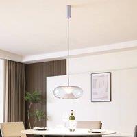 Lucande LED pendant light Orasa, glass, white/clear, 43 cm