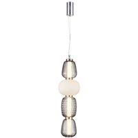 Lucande LED pendant light Fedra, glass, grey/white, 17 cm