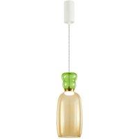 Lucande LED hanging light Fay, yellow/light green, glass, 15 cm