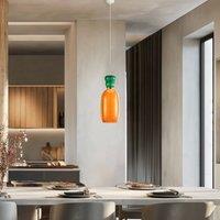 Lucande LED hanging light Fay, orange/dark green, glass, 15 cm