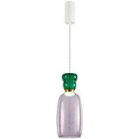 Lucande LED hanging light Fay, purple/dark green, glass, 15 cm