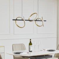 Lucande LED pendant light Madu, black, metal, 92.5 cm long