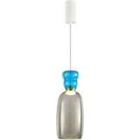 Lucande LED hanging light Fay, light grey/light blue, glass, 15 cm