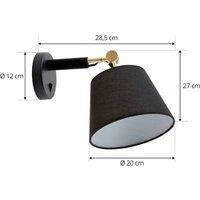 Lucande wall lamp Marvaine, black/gold-coloured, adjustable