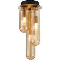 Lucande Freylin ceiling light, 3-bulb, amber, glass, 15 cm