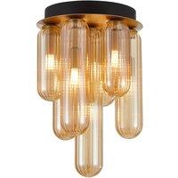Lucande Freylin ceiling light, 7-bulb, amber, glass, 23 cm