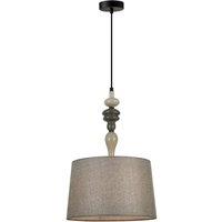 Lindby pendant light Haldorin, grey/black, textile, 34 cm